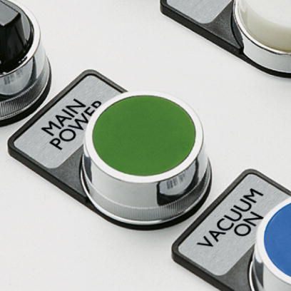 0827448 Soporte para señalización, negro, sin rotular, clase de montaje: atornillar, remachar, diámetro: 22 mm, superficie útil: 27 x 18 mm